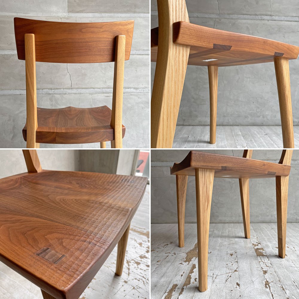 シラカワ家具 Shirakawa 飛騨の匠工房 No.40 ダイニングチェア アームレス ウォールナット×クルミ 無垢材 飛騨家具 ナチュラルモダン ￥62,700- ♪