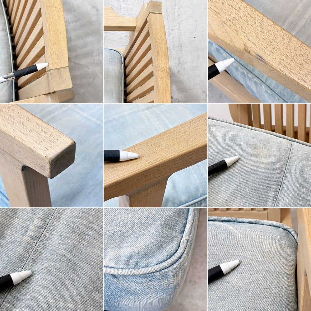 ダブルティー WTW アペルト チェア APERTO CHAIR NT アームチェア ラウンジチェア 1Pソファ アッシュ材 デニム地 西海岸 ウエストコースト ●