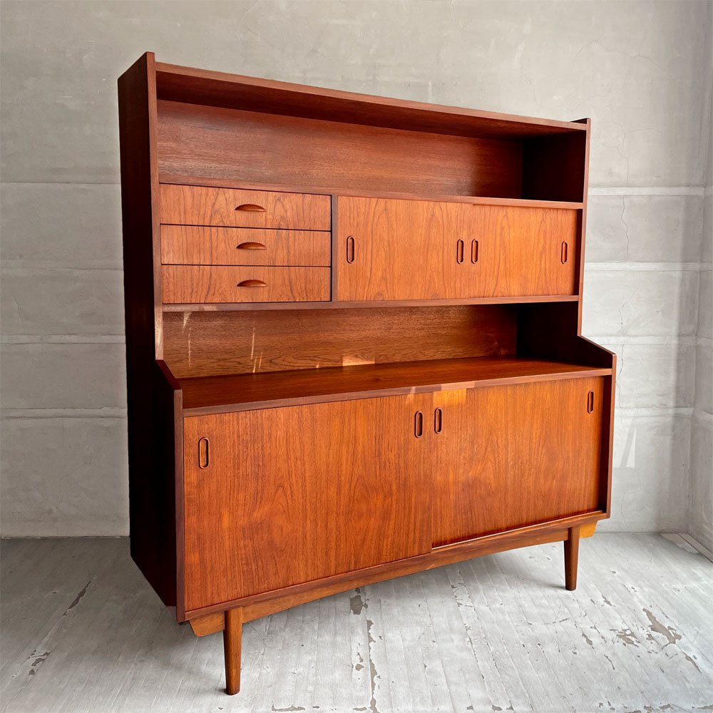 デンマークビンテージ Danish Vintage チーク材 キャビネット サイドボード ハイタイプ 4スライドドア＋3ドロワー W152cm 北欧家具 ♪