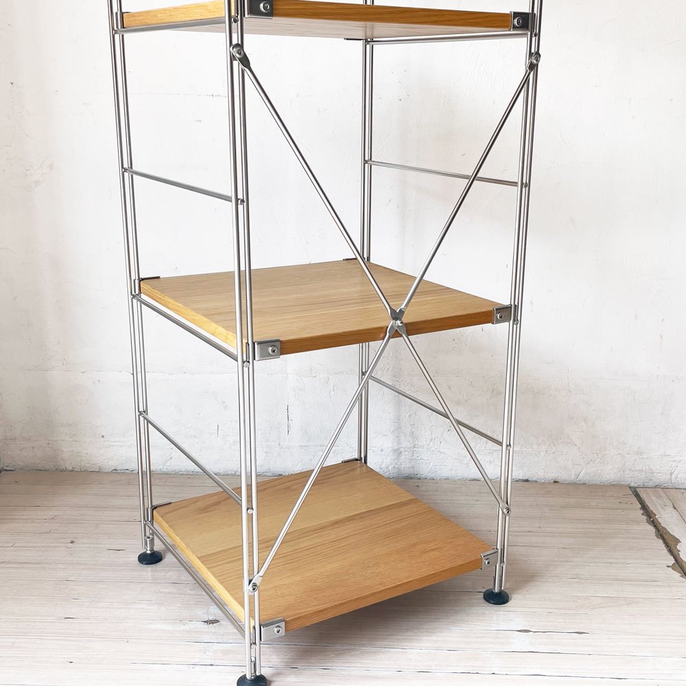 無印良品 MUJI ステンレスユニットシェルフ オーク材 SUS 6段 帆立高212.5cm 特大 隙間収納 合計定価 52990円程 ★