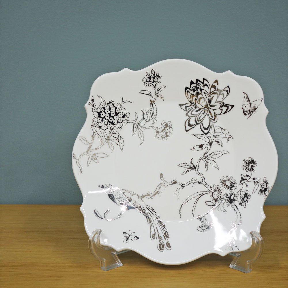 ウェッジウッド WEDGWOOD シノワズリ プラチナ スクエアプレート w23cm ジャスパーコンラン 英国製 A ◎