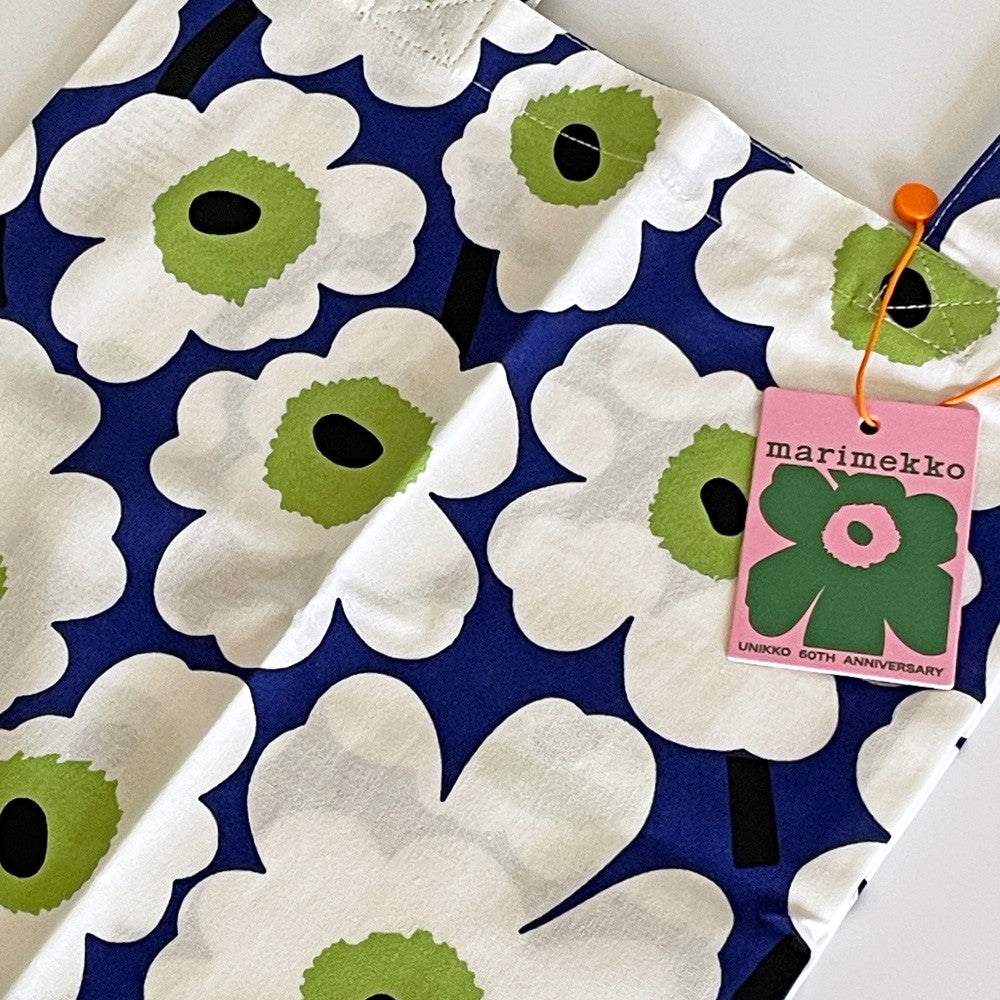 マリメッコ marimekko フィンエアー トートバッグ ブルー コットン生地 60周年記念 フィンエアー限定カラー タグ付き 北欧 ■