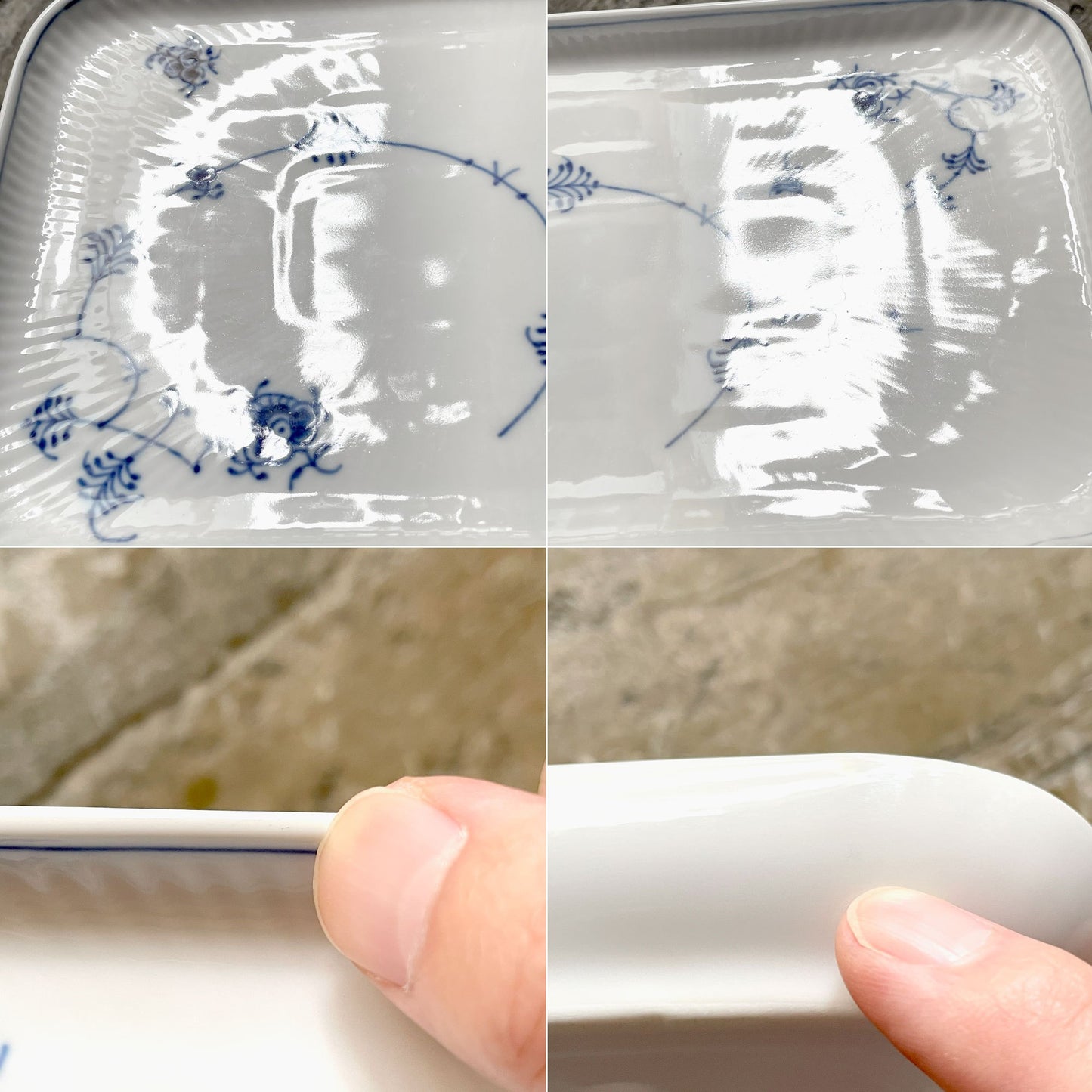 ロイヤルコペンハーゲン ROYAL COPENHAGEN ブルーフルーテッド Blue Fluted ジャパニーズ Japanese スクエアプレート 平皿 角皿 w22cm デンマーク製 北欧 廃番 A ■