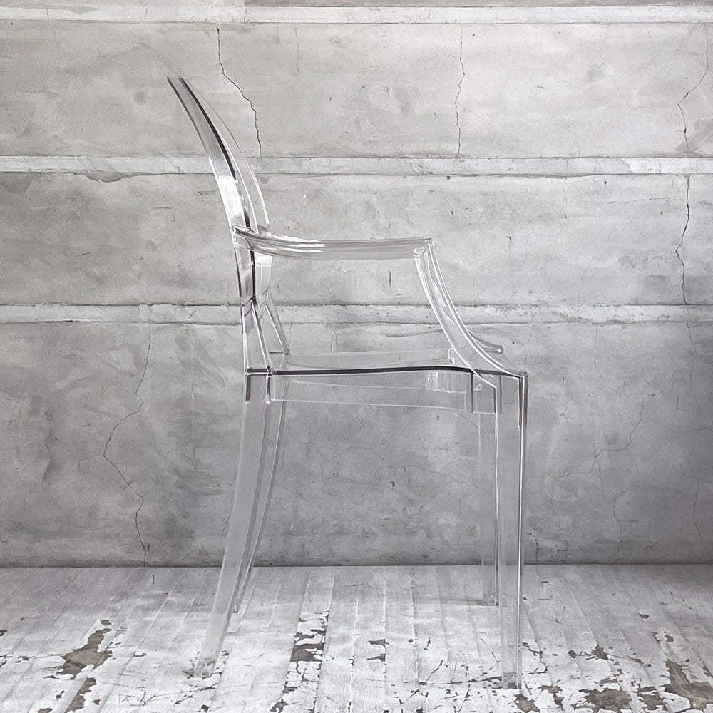 カルテル Kartell ルイゴースト LouisGhost アームチェア クリスタル スタッキング フィリップ・スタルク Philippe Starck イタリア 現状品 ♪