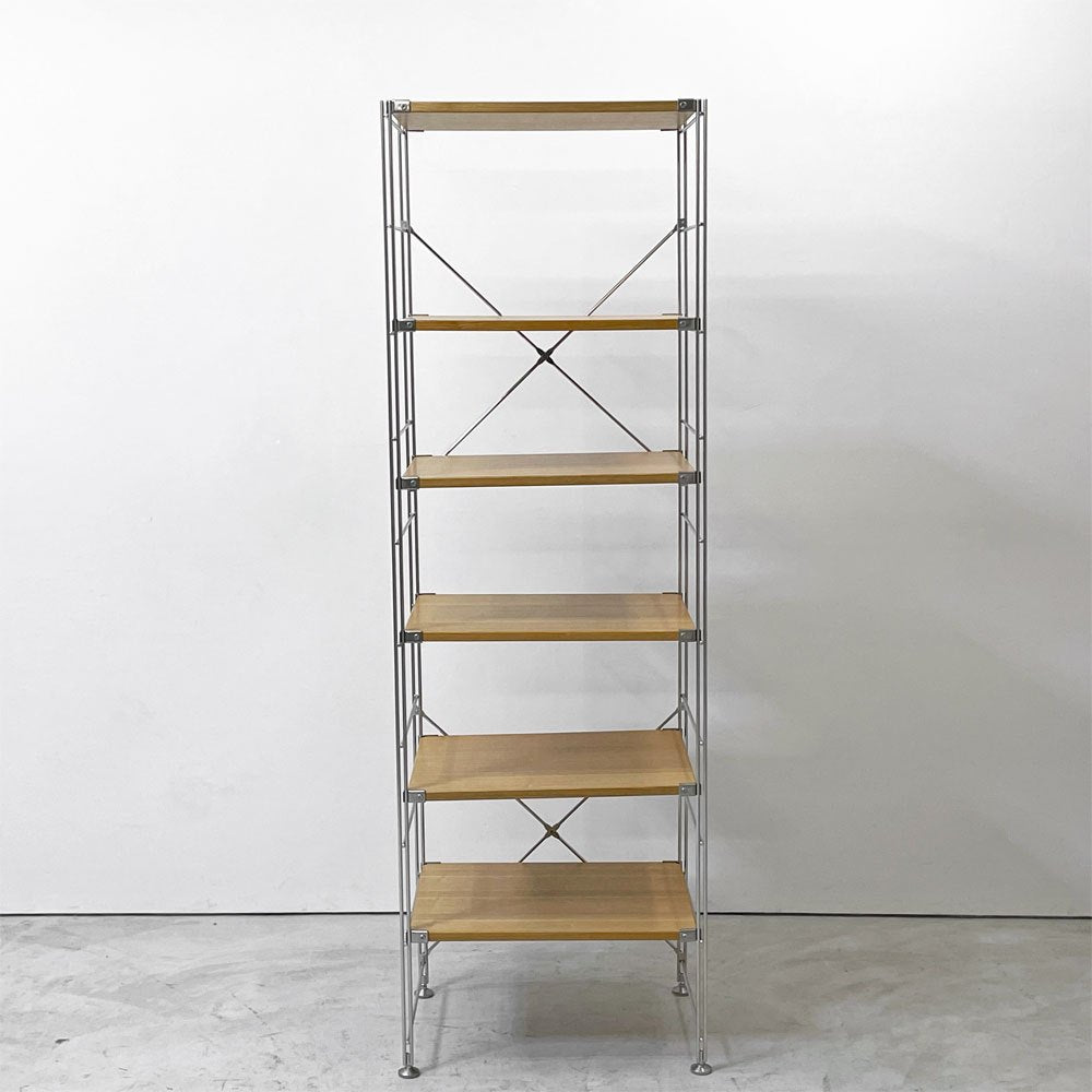 無印良品 MUJI ステンレスユニットシェルフ 6段 W58 H175.5cm スリム タモ材 オープンシェルフ 本棚 飾り棚 収納棚 定価￥41,900- ●