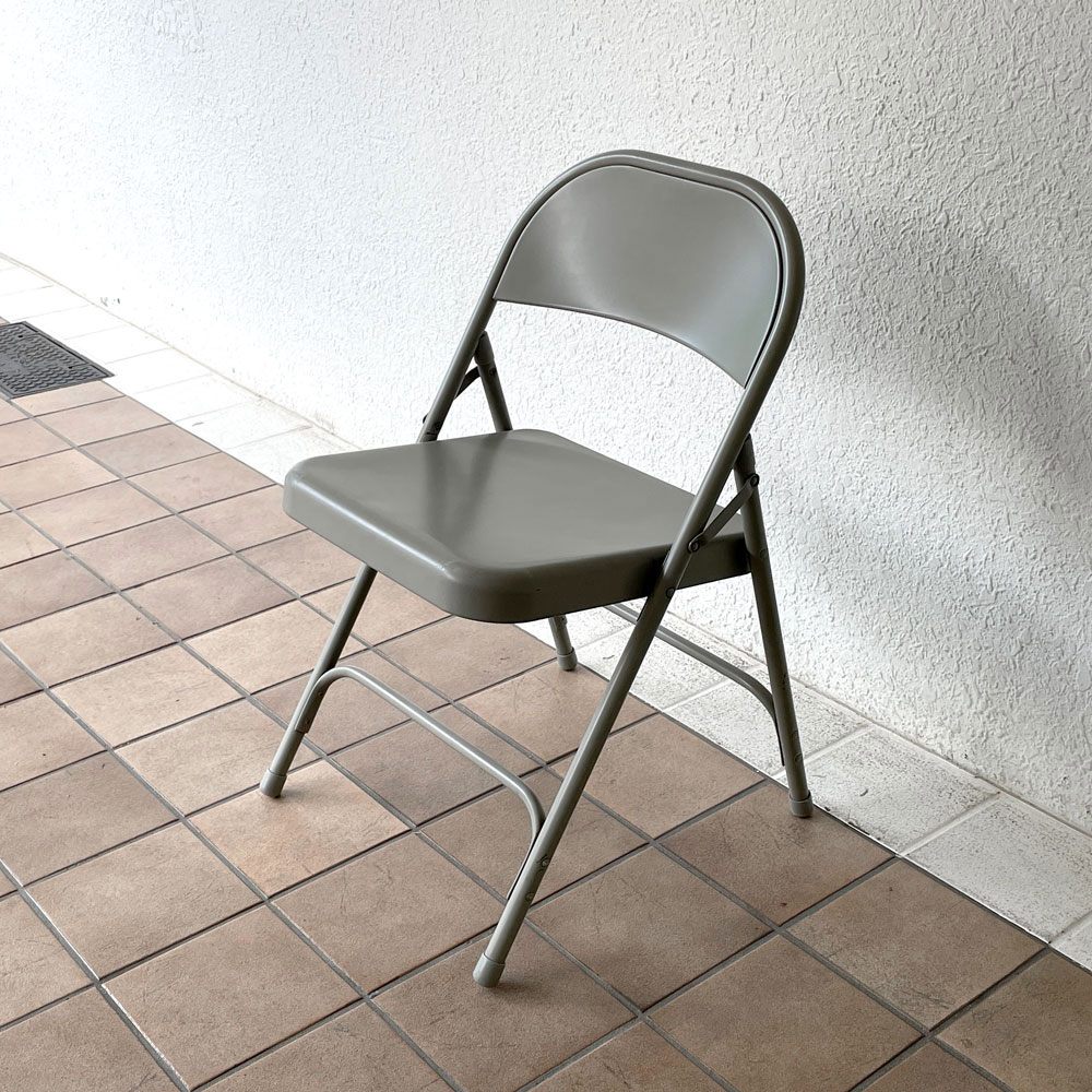 チューブラースチール フォールディングチェア TUBULAR STEEL FOLDING CHAIR 折りたたみ椅子 グレー アメリカ インダストリアル PFS取扱 A ◇