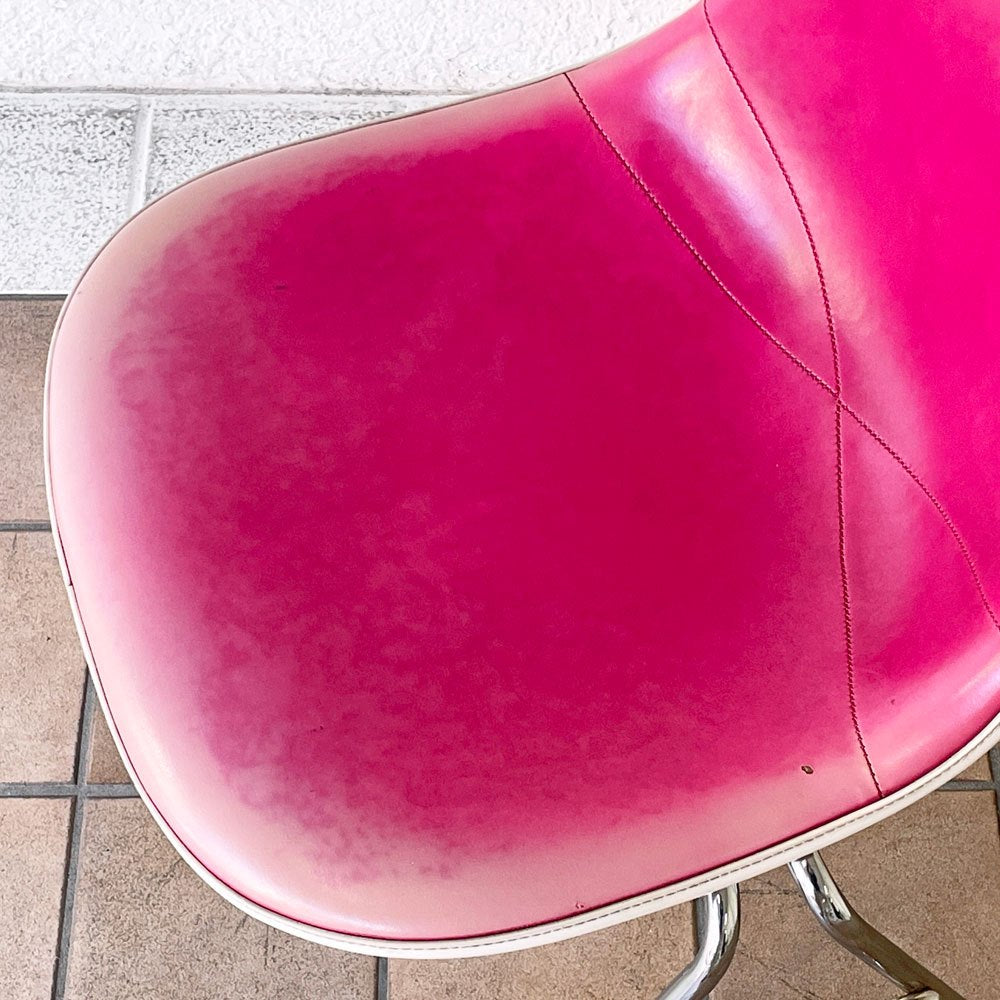 ハーマンミラー Herman Miller サイドシェルチェア サード 3rd ビンテージ PVCレザー FRP製 スタッキングベース イームズ C ◇