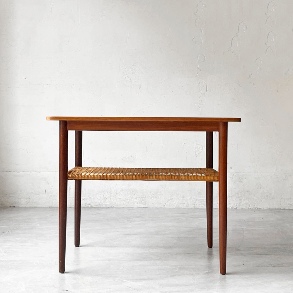 デンマークビンテージ Danish Vintage コーヒーテーブル チーク材 ラタン H52cm ローテーブル 北欧ビンテージ ★