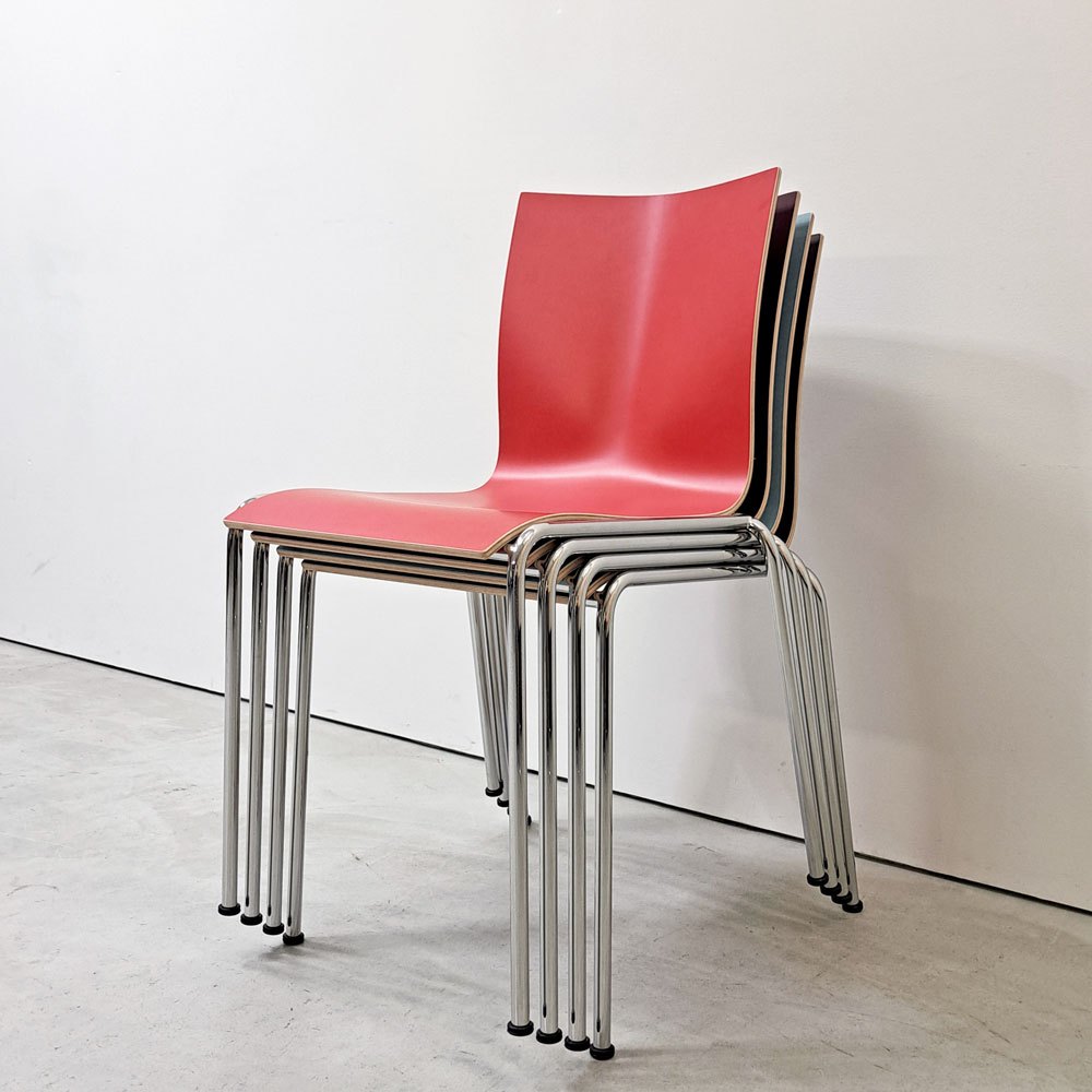 エンゲルブレヒト Engelbrechts チャリック CHAIRIK 101 ダイニングチェア スタッキング 4本脚 レッド 未使用品 定価63,800円 ●