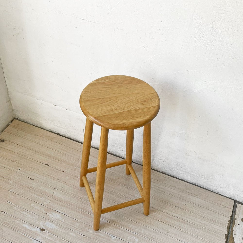 飛騨家具 ハイスツール 天然木 オーク無垢材 木製スツール ウッドスツール キッチンスツール シンプル スリムデザイン ★