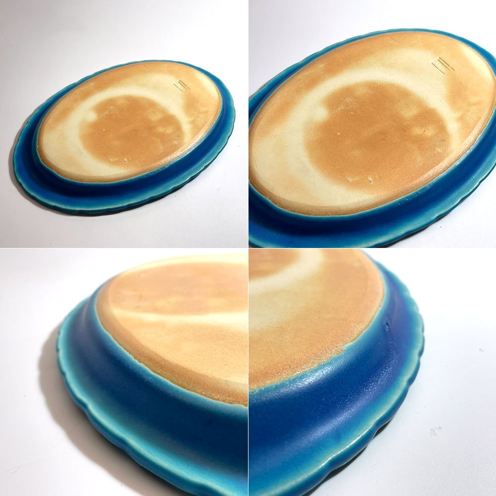 うつわうたたね utatane しのぎ オーバル皿 楕円皿 ブルー 青 27 × 18cm 奈良 陶芸 現代作家 ★