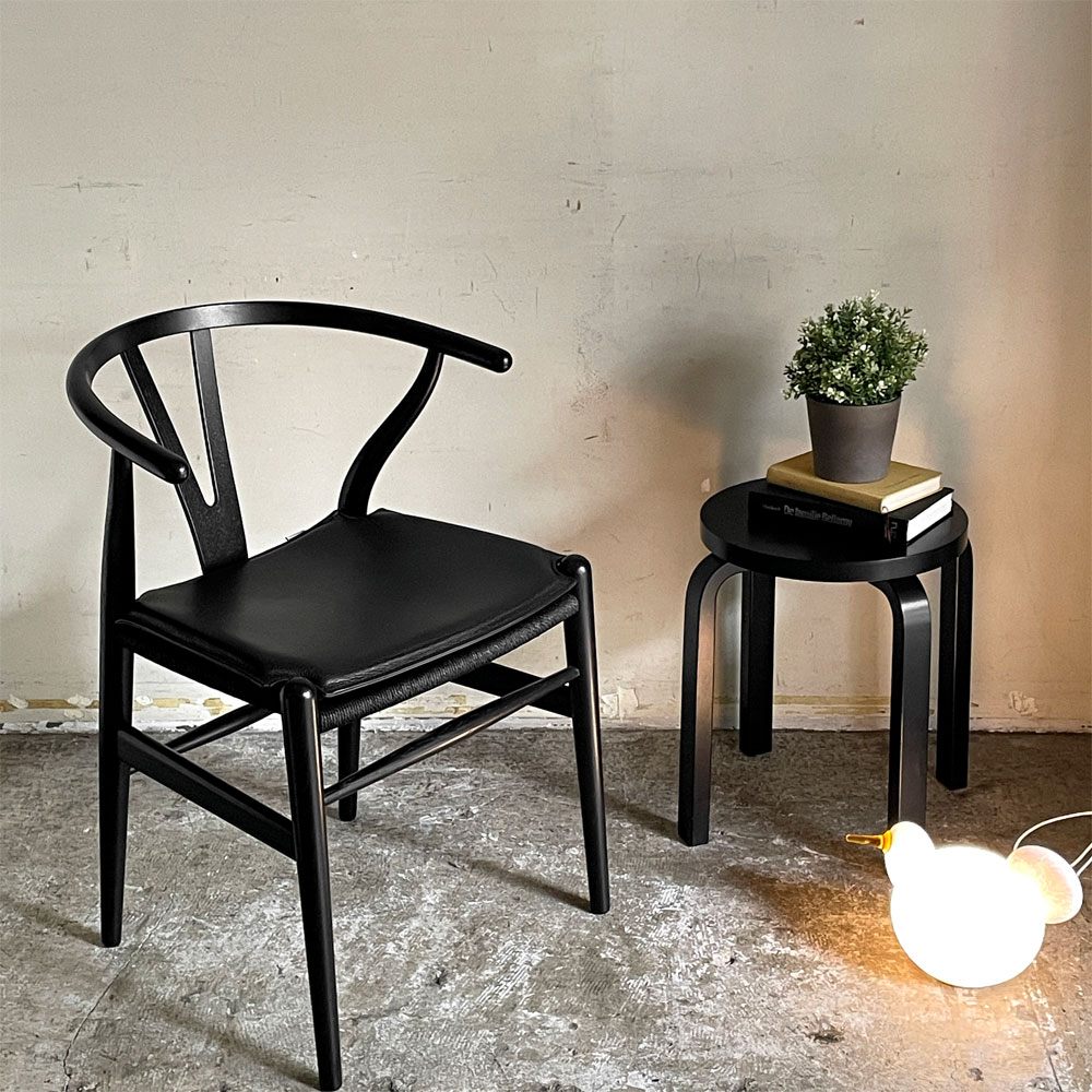カールハンセン＆サン Carl Hansen & Son ウィッシュボーンチェア WISHBONE CHAIR CH24 Yチェア 専用チェアクッション レザー ブラック ■