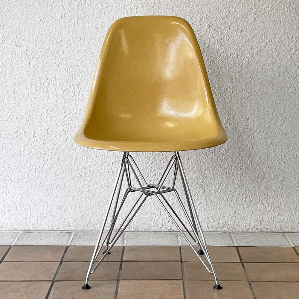 ハーマンミラー Herman Miller サイドシェルチェア セカンド 2nd FRP オークルライト エッフェルベース イームズ ビンテージ ◇