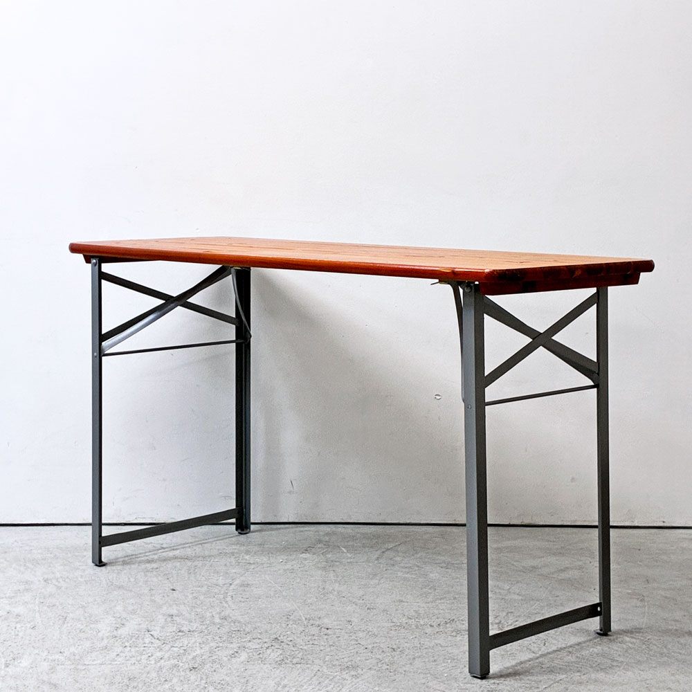 ダルトン DULTON ビアテーブル BEER TABLE 130 SILVER フォールディングテーブル モミ材天板 スチール脚 折りたたみ インダストリアル 廃番モデル 定価￥15,180- ●