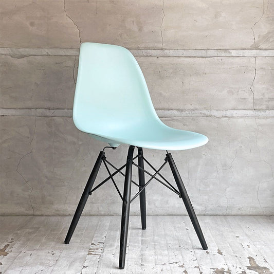 ハーマンミラー HermanMiller サイドシェルチェア ドゥエルレッグ DSW アクアスカイ × エボニー ポリプロピレン製 イームズ ミッドセンチュリー ♪