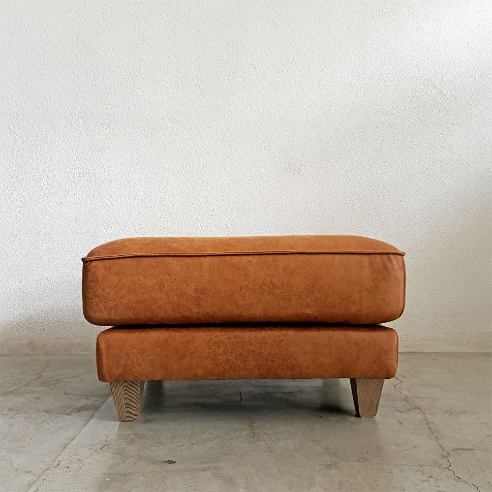リラックスフォーム RELAX FORM コロンバス COLUMBUS Ⅱ オットマン W70cm レザーテックス キャメル 木脚 関家具 定価￥55,000- 〓