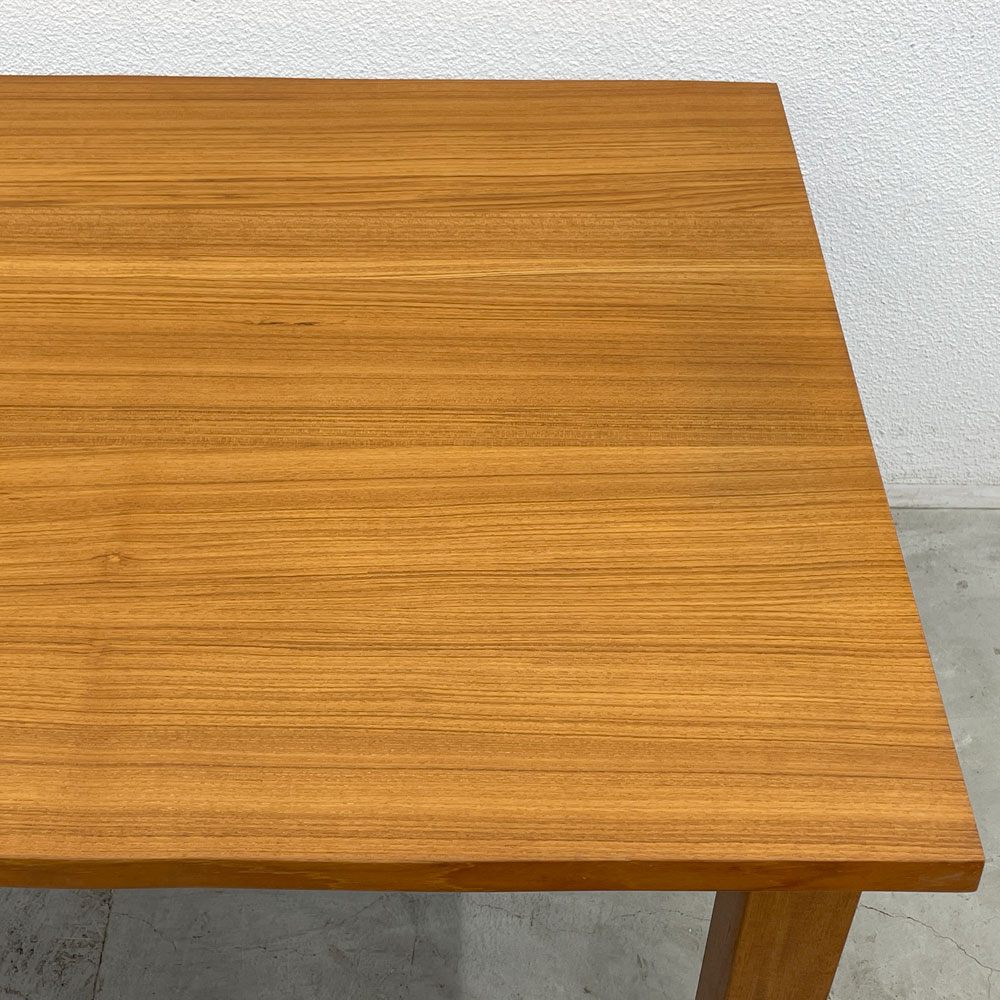 チーク無垢材 ダイニングテーブル Teak solid wood Dining table 耳付 ライブエッジ 無垢脚 長さ200ｃｍ 美品 〓