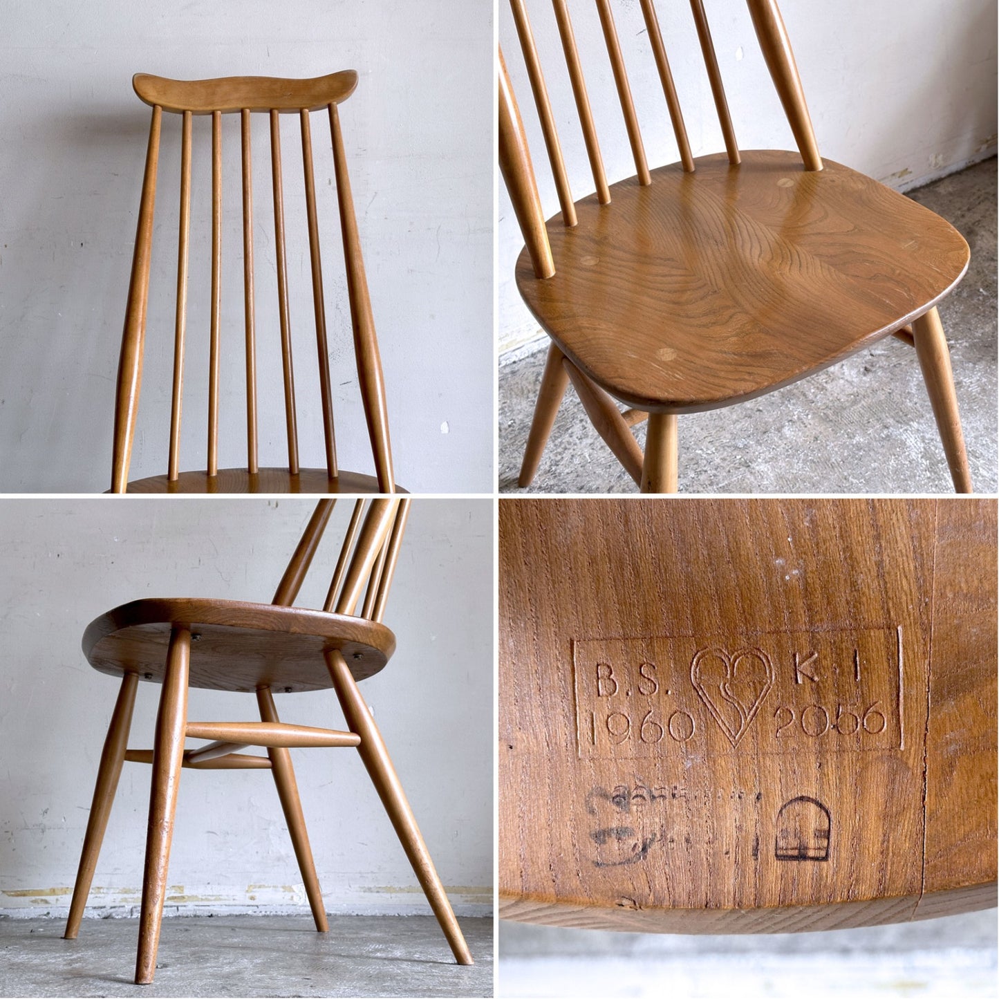 アーコール Ercol ゴールドスミス ダイニングチェア ハイバック スティックバック エルム材 UKビンテージ 英国 ■