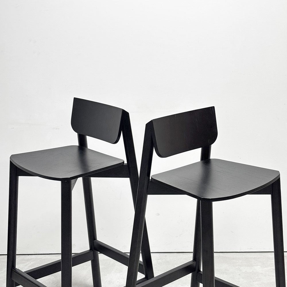 モダンデザイン Modern Design カウンターチェア ハイチェア ハイスツール オーク材 ブラック塗装 A ●