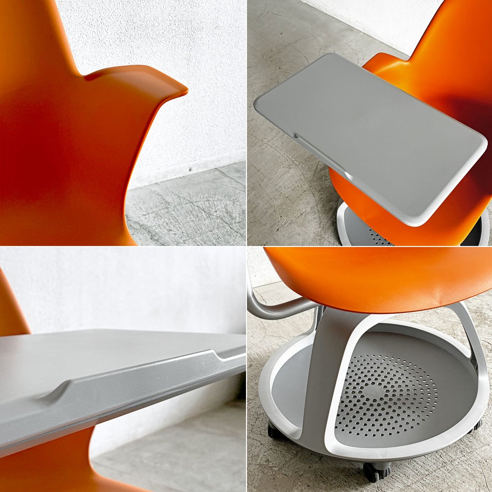 スチールケース Steelcase ノード node ミーティングチェア オフィスチェア シトロン 可動式サイドテーブル＆キャスター付 B 〓