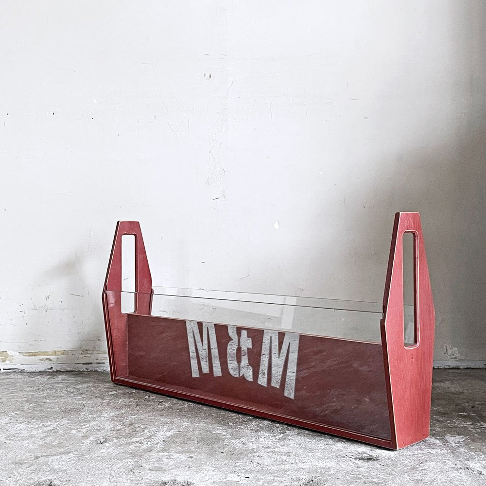 エムアンドエムファニチャー M&M FURNITURE マガジンラック 強化ガラス W85.5cm インダストリアル 店舗什器 廃番 ■