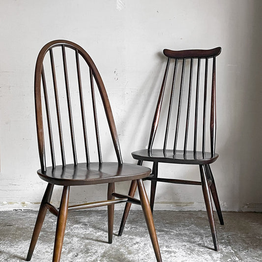 アーコール Ercol クエーカーチェア ダイニングチェア コロニアル ハイバック エルム材 × ビーチ材 ブラウン UKビンテージ 英国家具 ■