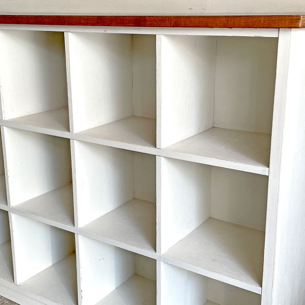 ビンテージリメイク vintage remake 両面収納カウンター 扉付き オープン ペインテッド キャビネット 3×5マス W133.5cm 店舗什器 ■