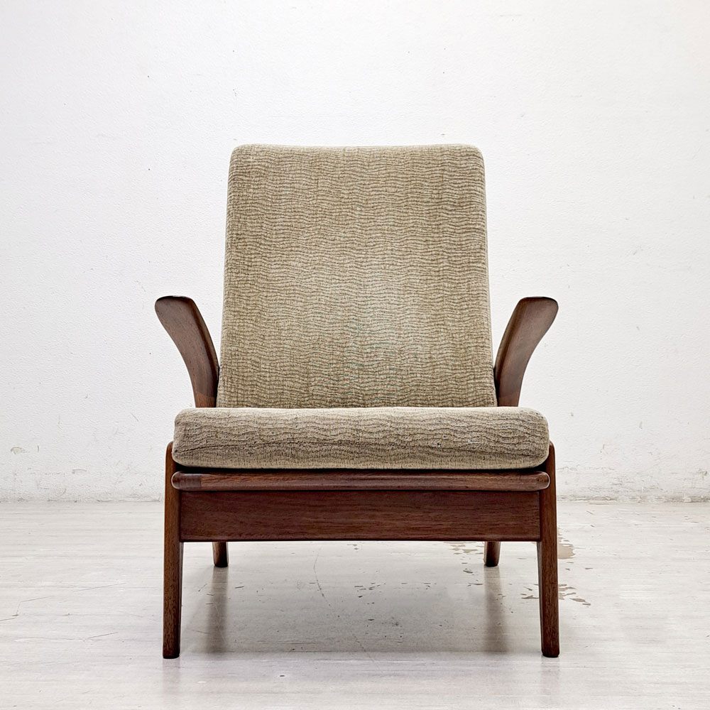 ギムソン＆スレーター Gimson & Slater ハイバックラウンジチェア チーク材 Rolf Rastad & Adolf Relling ワイヤースプリング イギリスビンテージ 北欧スタイル ●