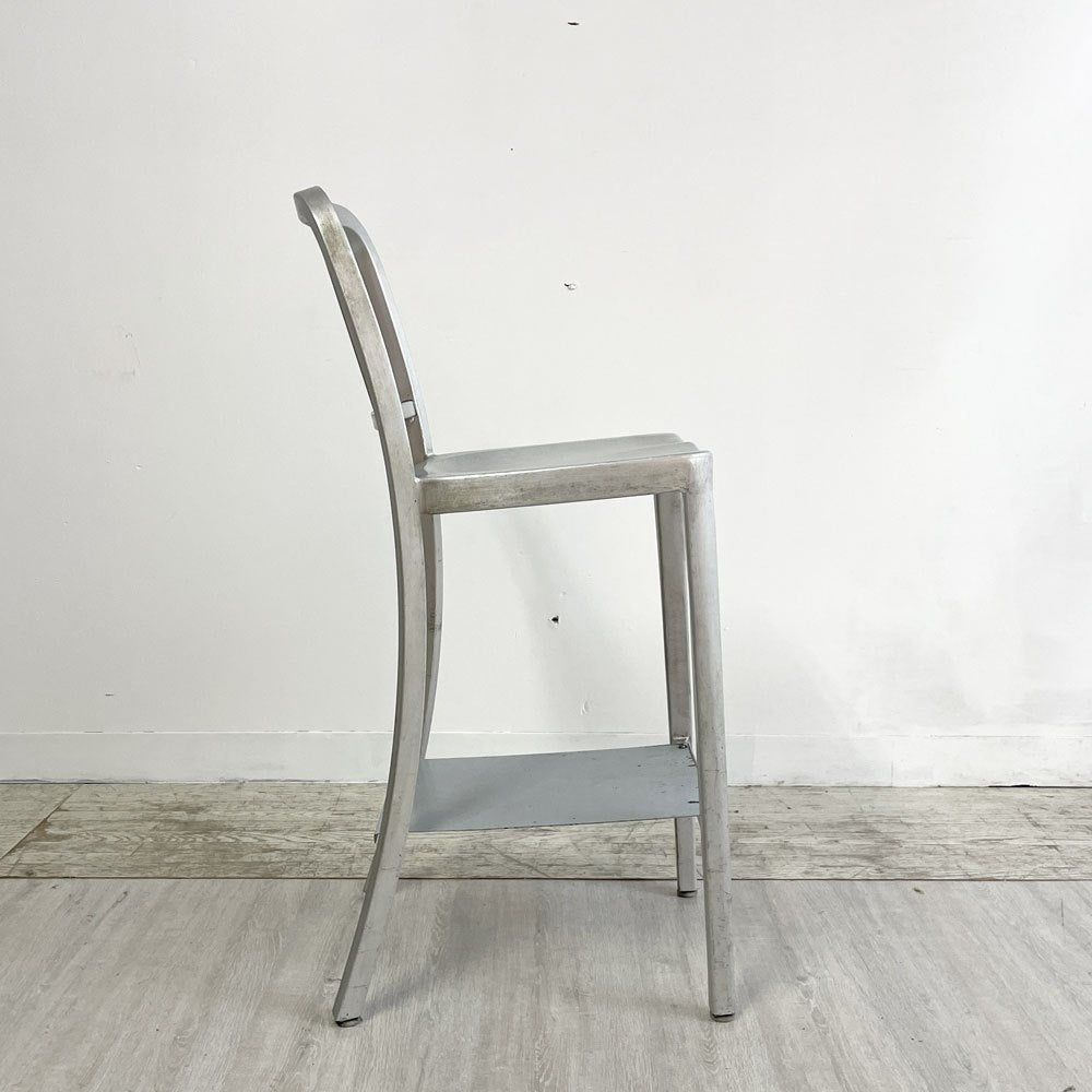 ネイビーバースツール Navy BarStool カウンターチェア リプロダクト アルミニウム インダストリアル デザイン H100cm A ●
