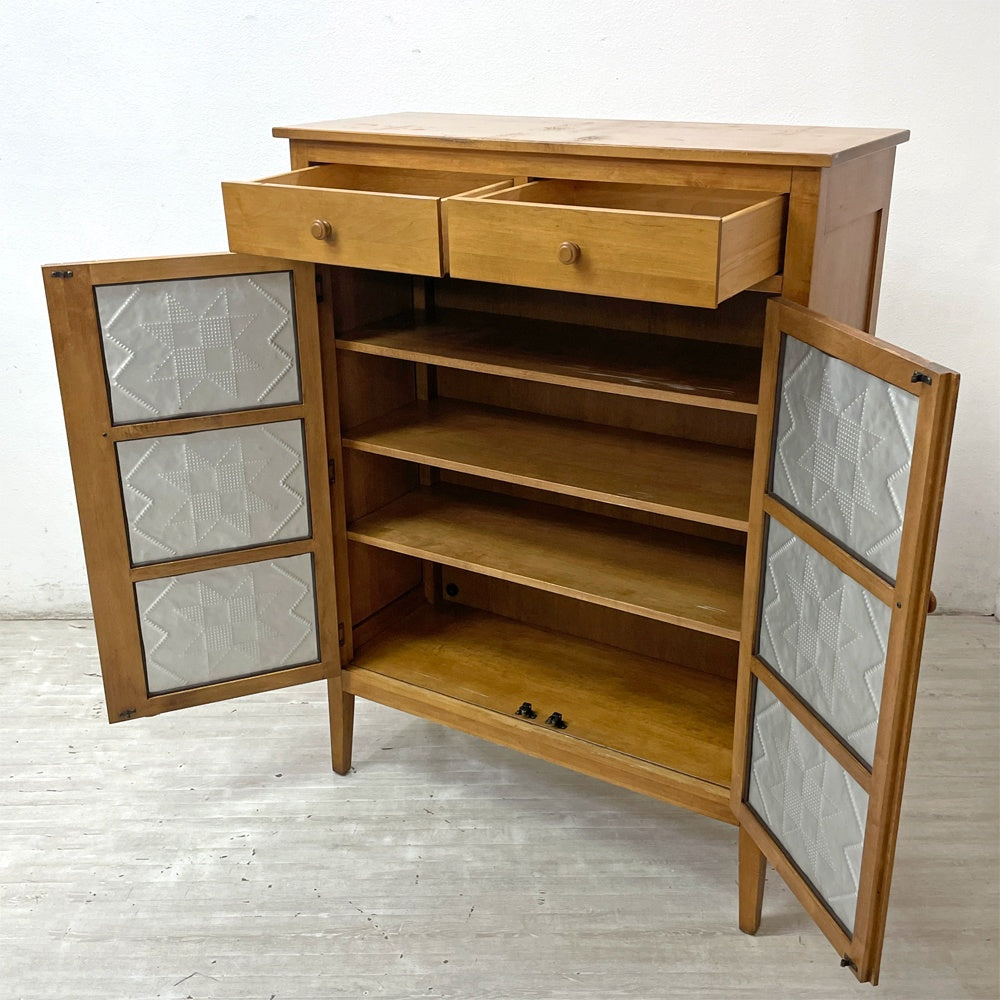 イーセンアーレン ETHAN ALLEN ビンテージ パイセーフ キャビネット Pie Safe Cabinet キッチンキャビネット 食品保管庫 パイン材 パンチングメタルドア アーリーアメリカン カントリースタイル 米国家具 ●