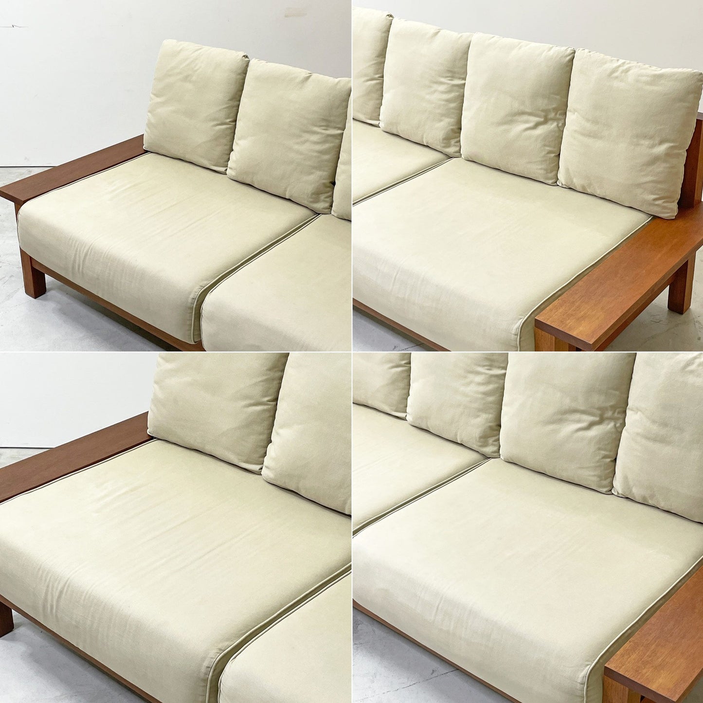アジアンリゾートスタイル Asian Resort Style 3Pソファ 3人掛け ベンチソファ チークカラー 無垢材フレーム カバーリング W185cm 現状品 ●