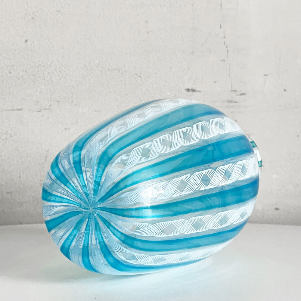バラリン BALLARIN レースガラス フラワーベース 花瓶 ムラーノ MURANO ベネチアングラス H17.5cm イタリア 工芸品 ■