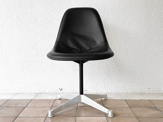 ハーマンミラー Herman Miller サイドシェルチェア モダンファニチャーセールス FRP製 合皮 ブラック コントラクトベース C&R イームズ ◇