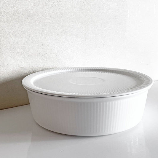 ロイヤルコペンハーゲン ROYAL COPENHAGEN ホワイトフルーテッド オーブンウエア Lサイズ 蓋付 ボウル W22cm 北欧食器 廃番 ■