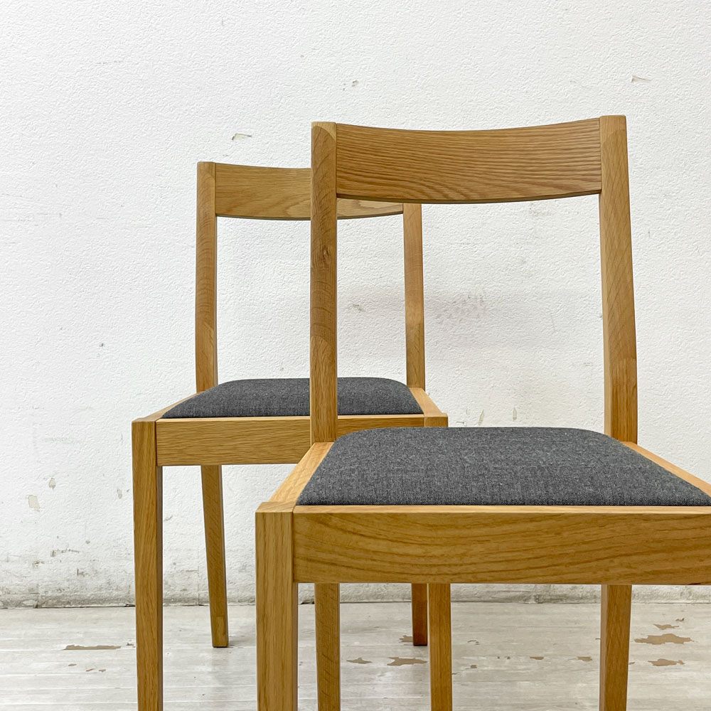 無印良品 MUJI オーク材チェア ダイニングチェア ファブリックシート ナチュラル 2脚セット ●