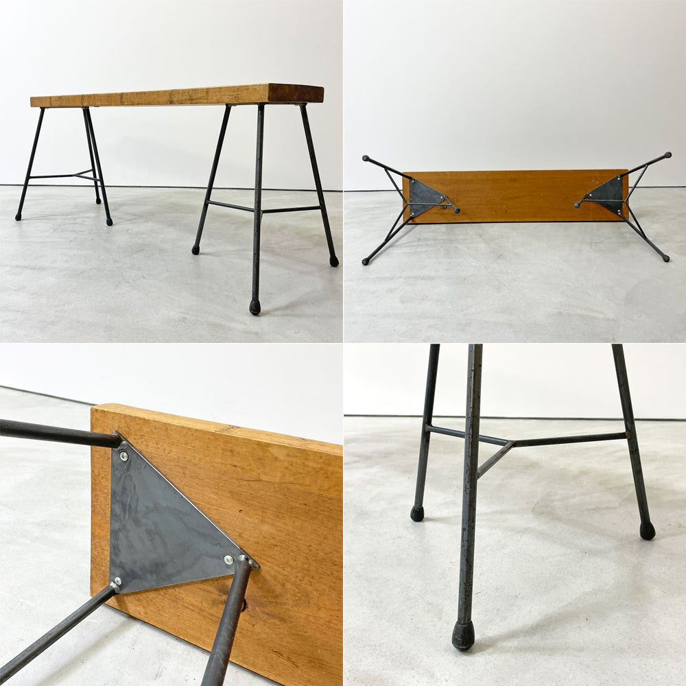 インダストリアル Industrial Design 無垢材ｘアイアンレッグ ベンチ W105cm 工業系 店舗什器 ●