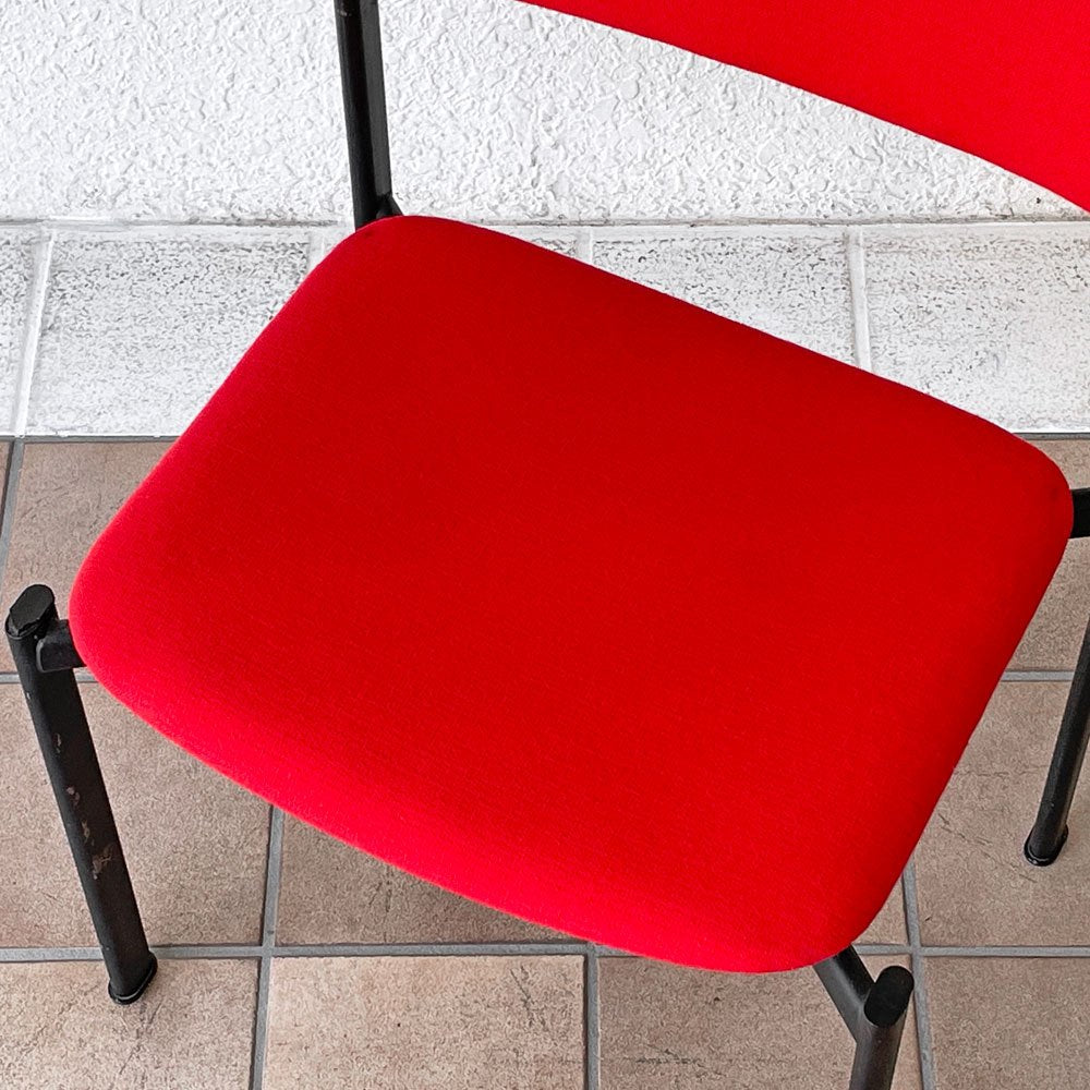 アスコ ASKO キキチェア KIKI CHAIR ダイニングチェア スチール ファブリック レッド イルマリ・タピオヴァーラ フィンランド 北欧家具 ビンテージ ◇