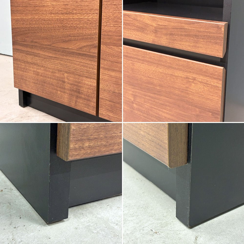 ベルメゾン Belle Maison キッチンボード W88cm ウォールナット調 レンジボード キッチン収納 モダンデザイン キッチンキャビネット 美品 ◎
