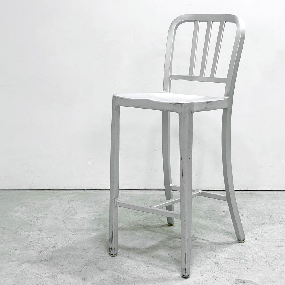 ネイビーバースツール Navy BarStool カウンターチェア アルミニウム インダストリアル リプロダクト A ●