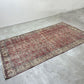 ビンテージ vintage トルコ製 手織り キリムラグ ランナー カーペット 絨毯 270x158cm レッド系 ボヘミアン柄 ●