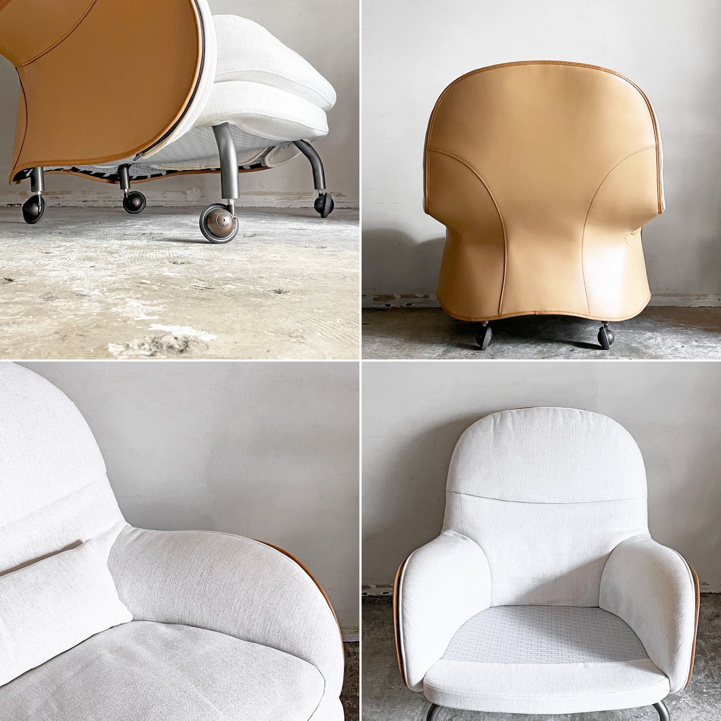 デパドヴァ Depadova ルイジアナ Louisiana ラウンジチェア 本革 フェザー キャスター ヴィコ・マジストレッティ イタリアモダン ■