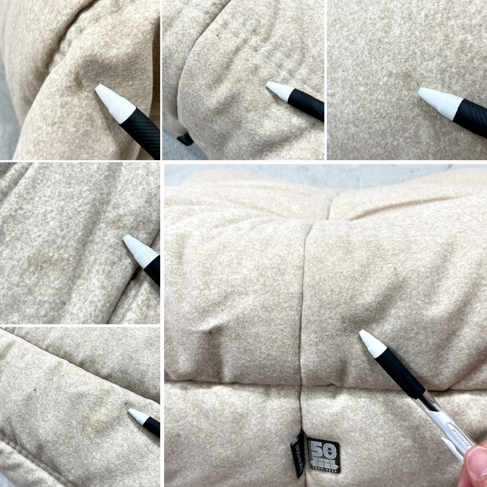 リーンロゼ ligne roset トーゴ TOGO 2シーター ソファ ＆ パフ 2点セット 50周年記念モデル DENDEN カタツムリ ファブリック ベージュ系カラー ●
