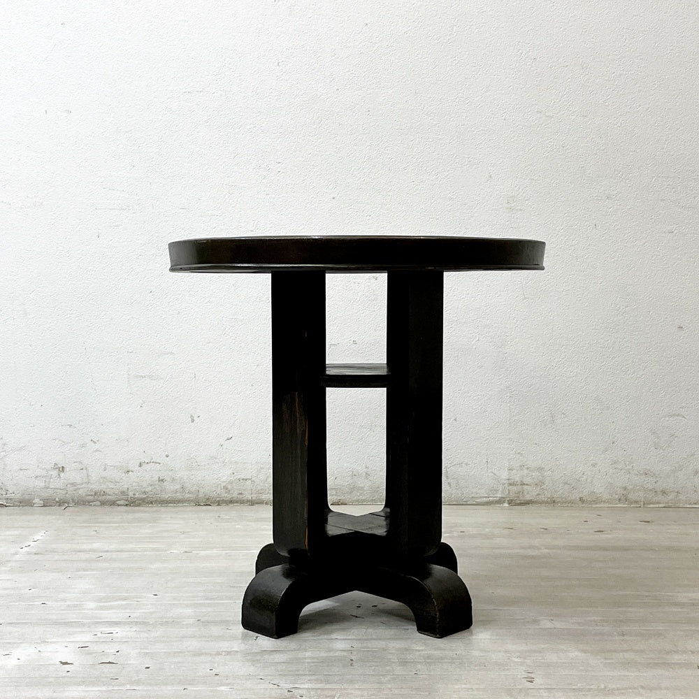 ジャパンビンテージ Japan Vintage サイドテーブル ラウンドテーブル 丸卓 飾り台 ダークブラウン系 H59.5cm アールデコスタイル レトロ 古家具  ●