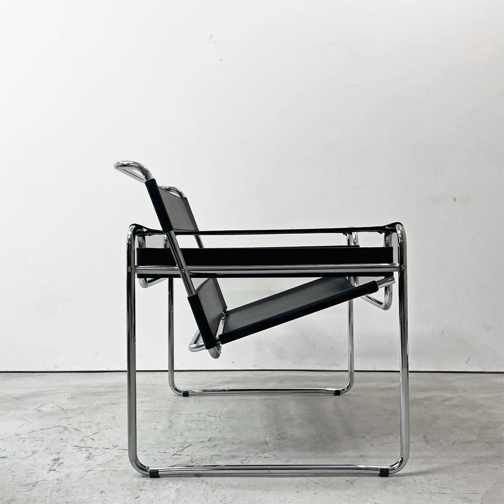 ワシリーチェア Wassily Chair ブラック 本革 マルセルブロイヤー バウハウス 名作家具 モダニズムデザイン リプロダクト品 ●