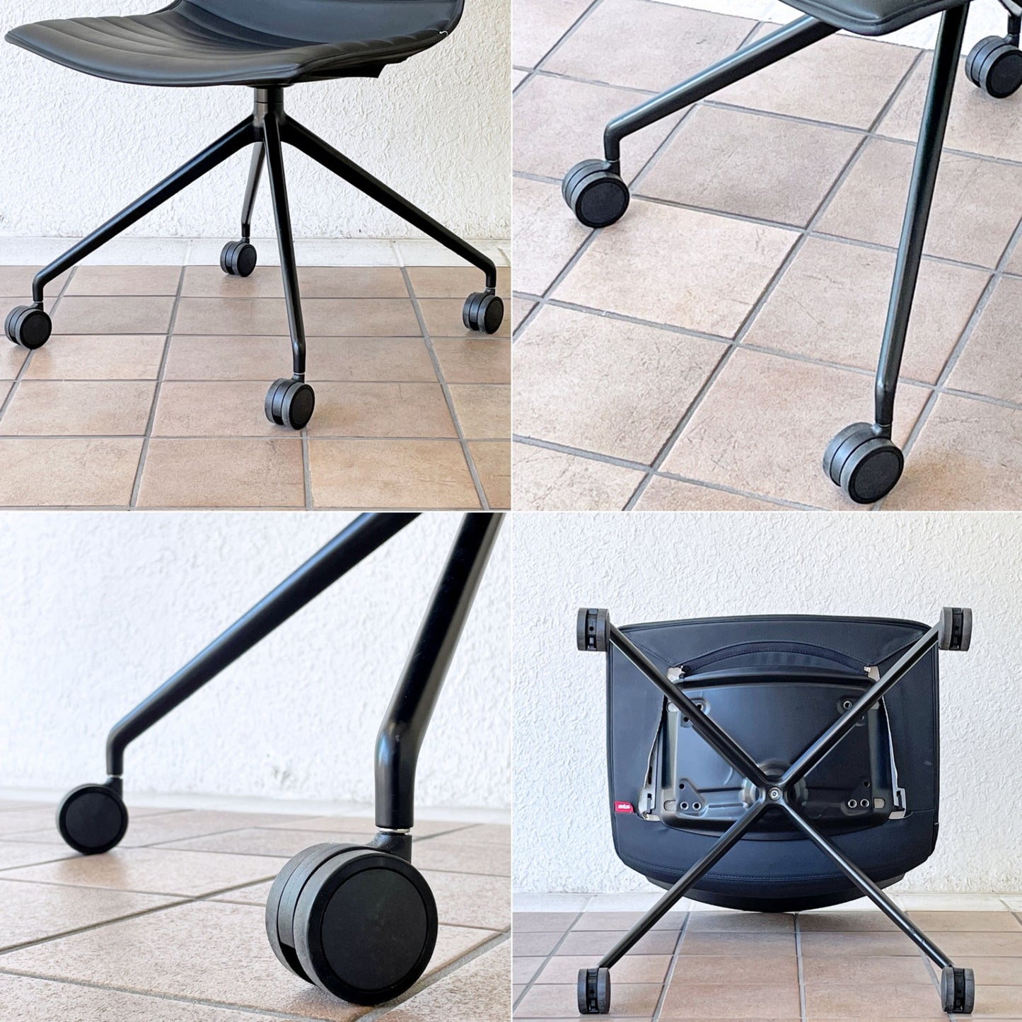 アルペール arper カティファ46 Catifa46 ミーティングチェア デスクチェア アームレス PVCレザー ブラック 4本脚 キャスター付き ◇