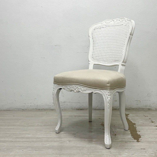 サラグレース Sarah Grace SGD デビュー ダイニングチェア DEBUT DINING CHAIR CHARM BD WHITE&NATURAL LINEN ラタンバック アンティーク風 参考定価 \55,000- C ●