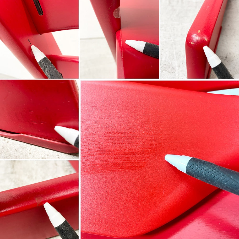 ストッケ STOKKE トリップトラップ TRIPP TRAPP ベビーチェア キッズチェア S/N4～ ガード・グライダー付き レッド ノルウェー 北欧家具 ●
