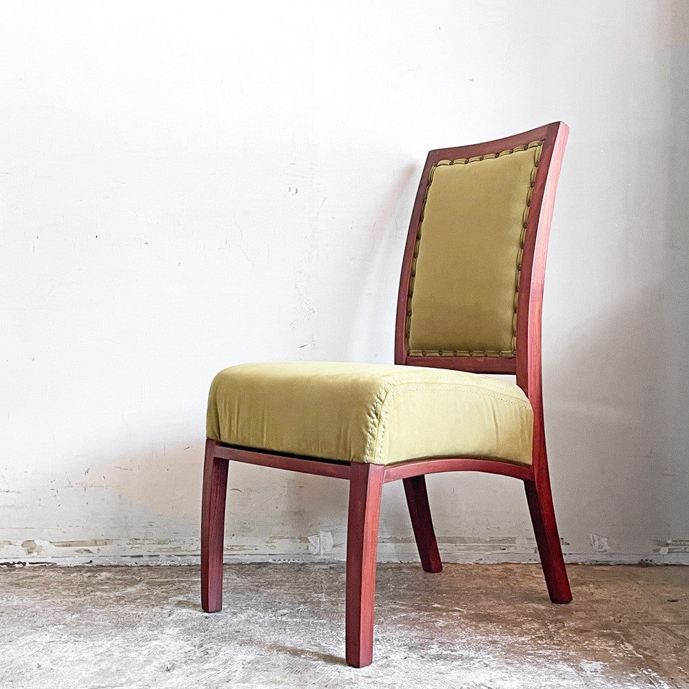 BC工房 ダイニングチェア アームレスチェア チーク材 モケット生地 鋲打ち 国産クラフト家具 ■