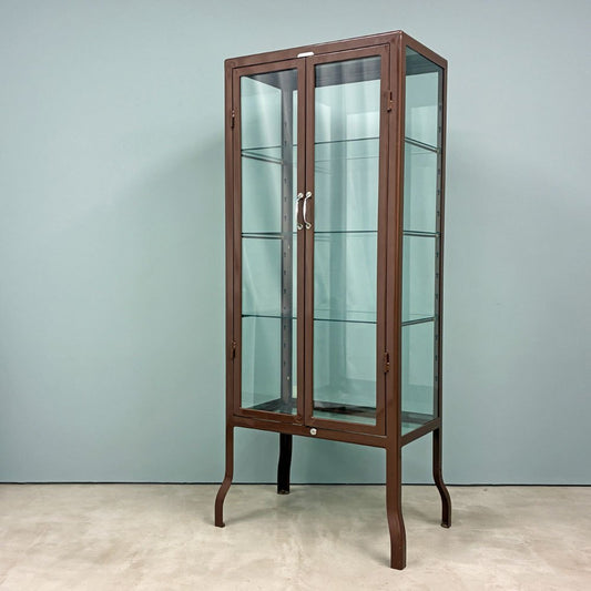 ダルトン DULTON ドクターキャビネット Doctor cabinet L ケビント キュリオケース ディスプレイラック 飾り棚 ガラス スチール ブラウン 廃番色 定価￥113,300◎