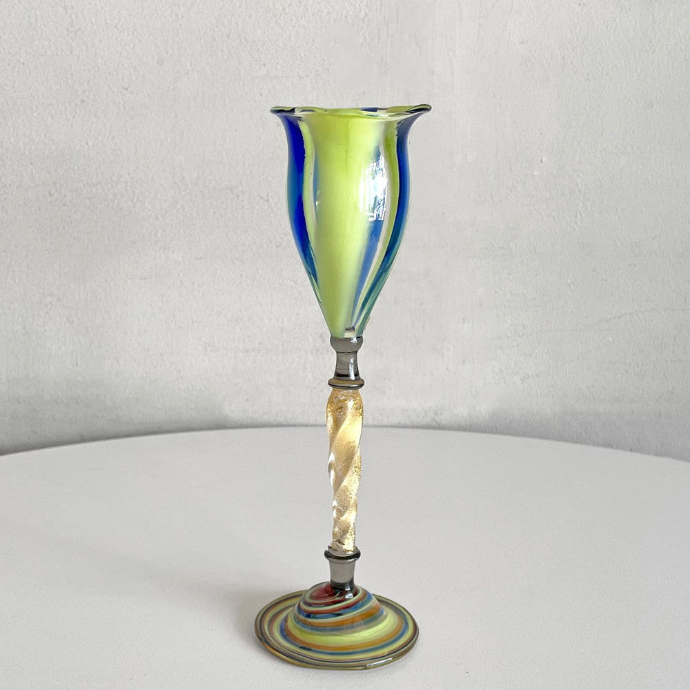 ベネチアングラス Venetian glass シャンパングラス ワイングラス 金彩 ムラーノ イタリア ■